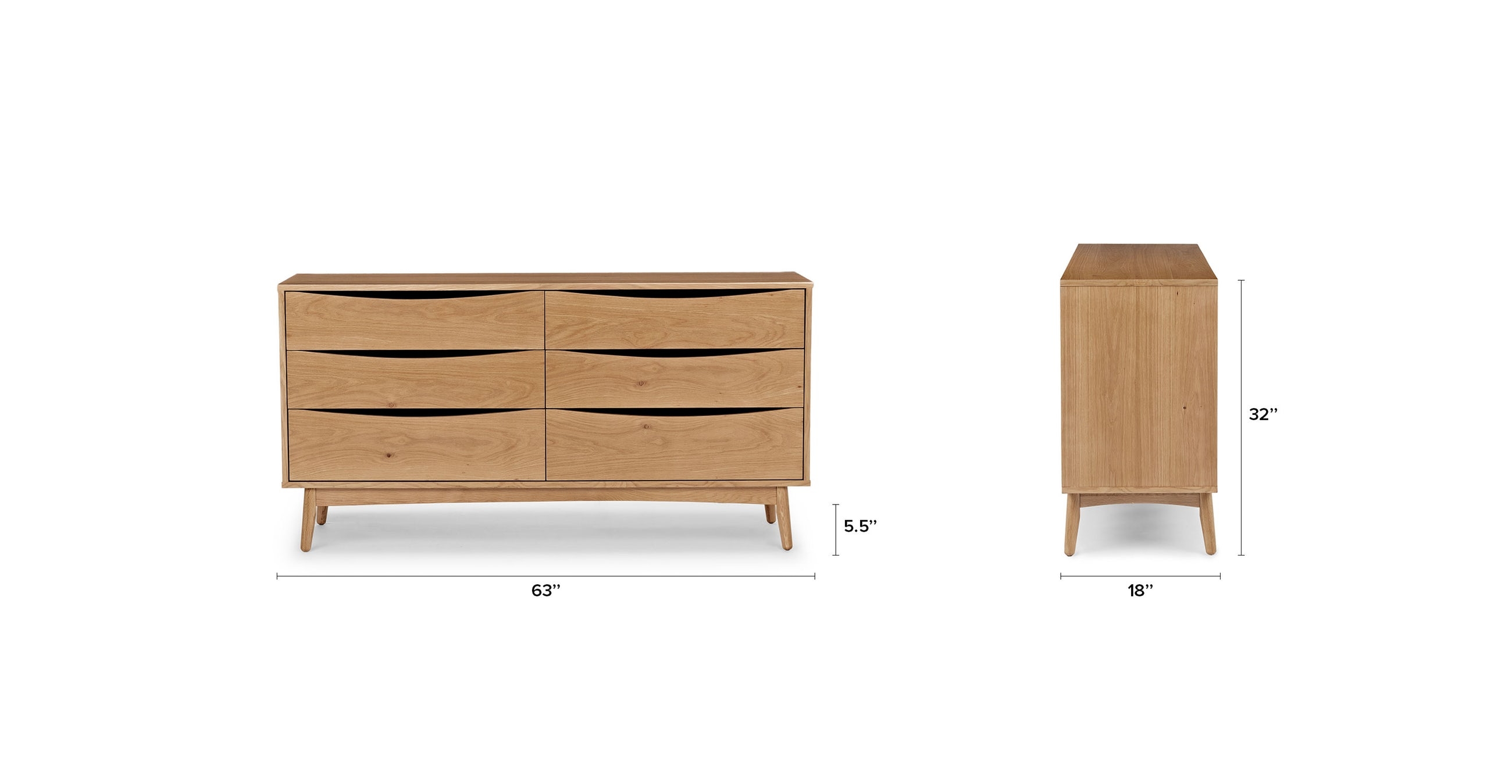 Culla 6 Drawer Dresser Oak - Image 2