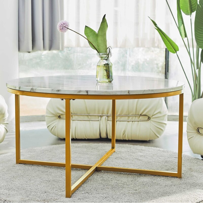 Spratt Cross Legs Coffee Table / Gold - Image 1