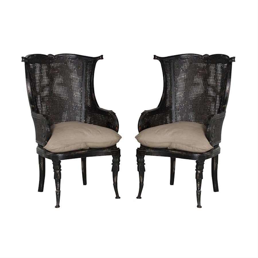 CANED WINGBACK CHAIR, Set of 2 - Image 0