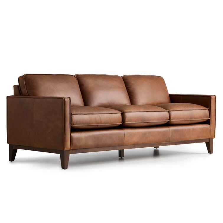 Cascades 84.5'' Genuine Leather Square Arm Sofa - Image 1