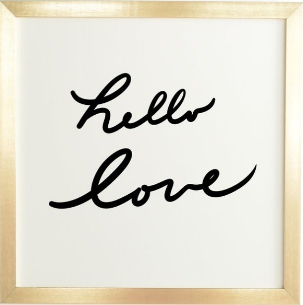 HELLO LOVE  Gold Framed Wall Art - 20x20 - Image 0
