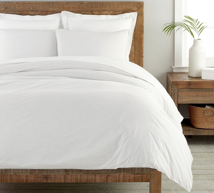 Soft Washed Organic Percale Duvet Cover, King/Cal. King, White - Image 0