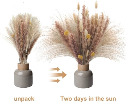 Faux Fluffy Pampas Grass, Small Boquet - Image 1