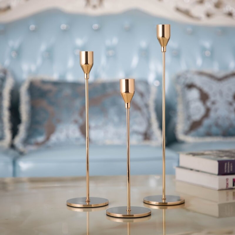 3 Piece Metal Tabletop Candlestick Set - Image 0