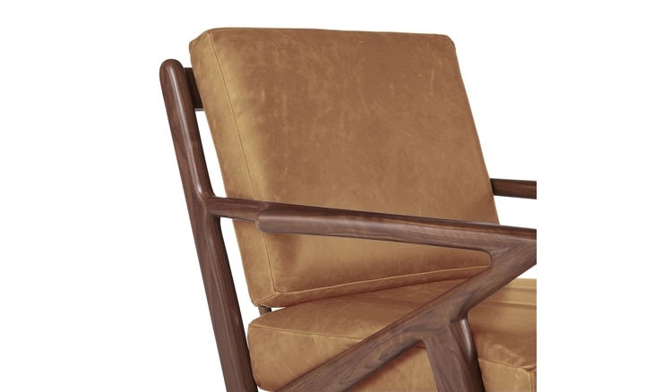 Soto Leather Chair with Colonade Sycamore Leather and Walnut Wood Legs - Image 3
