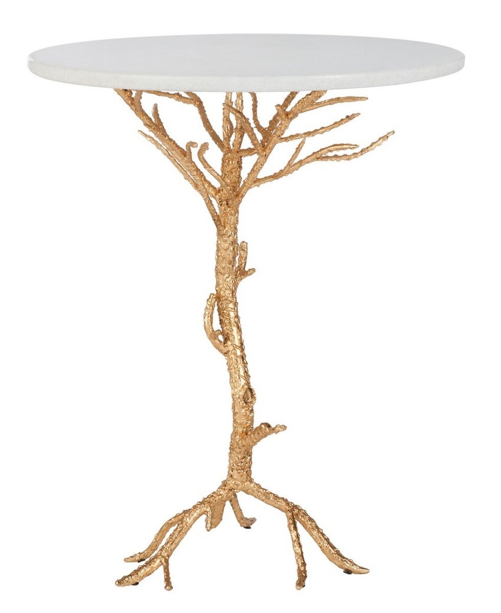 Carolyn Rooted Accent Table - White/Gold - Safavieh - Image 0