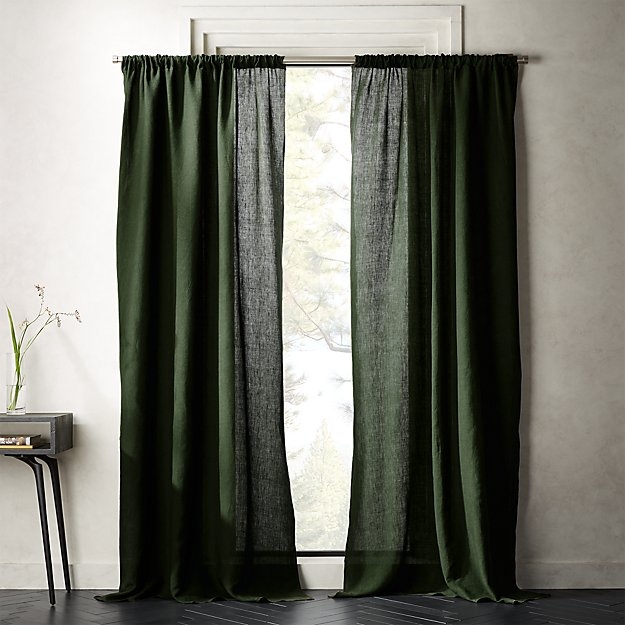 FOREST GREEN LINEN CURTAIN PANEL 48"X108" - Image 0