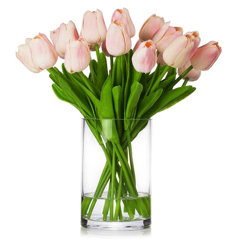 Real Touch Flower Tulips Centerpiece in Vase - Image 0