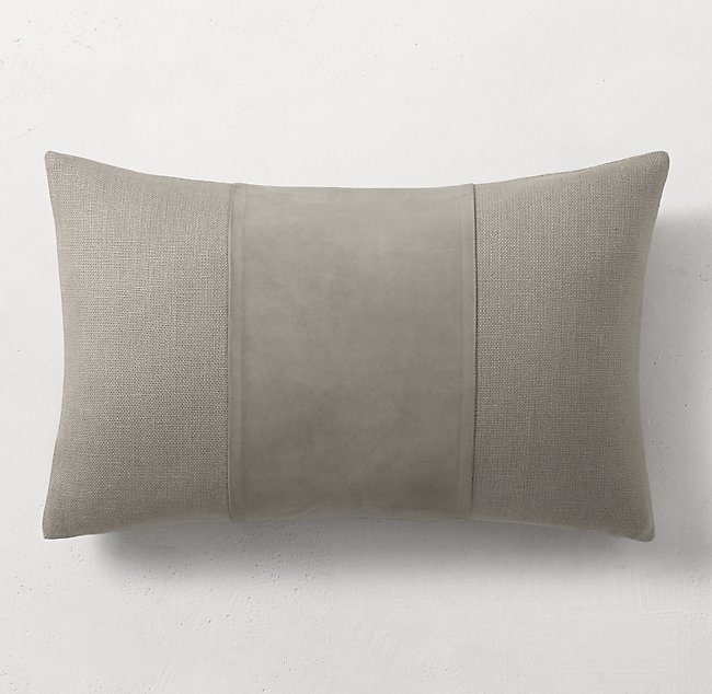 SUEDE CENTER BAND PILLOW COVER BY KELLY HOPPEN - LUMBAR - 13" X 21" - Image 0
