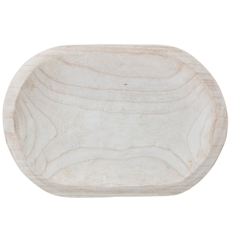 Wood Decorative Bowl in White - Image 1