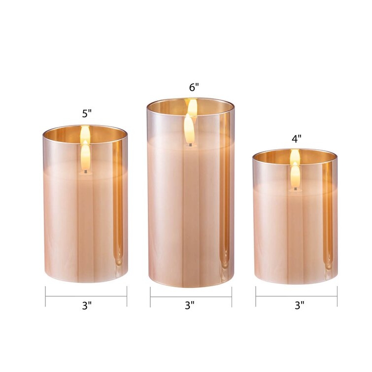 3 Piece Unscented Flameless Pillar Candle Set - Image 1