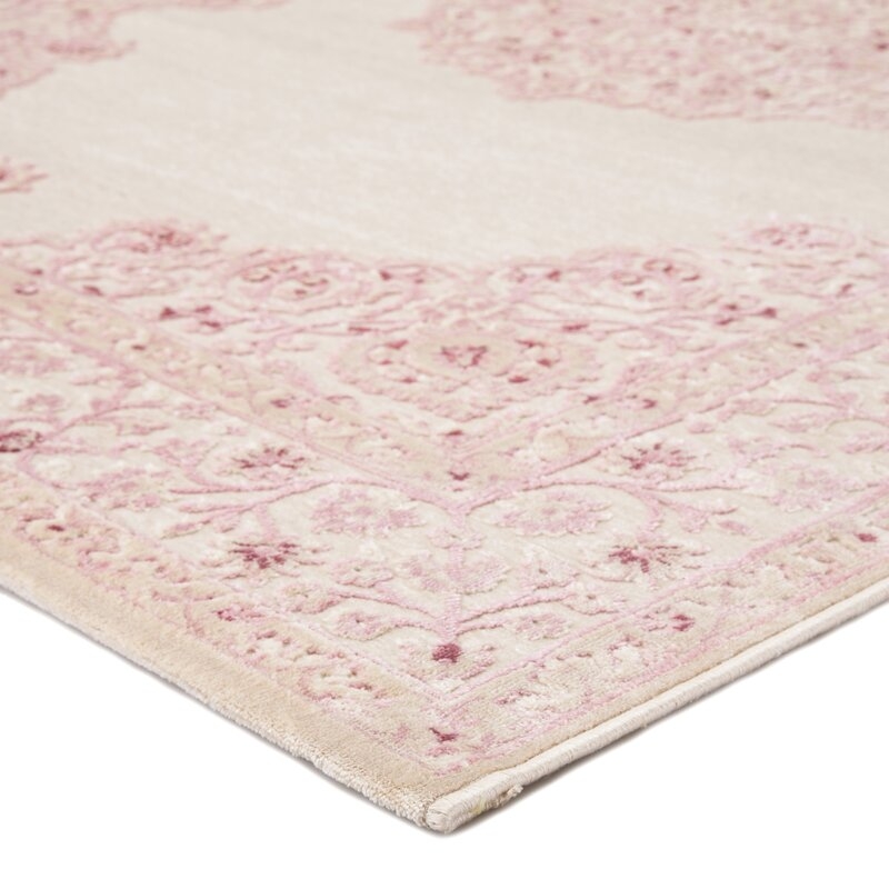 Fontanne Machine-Woven Chenille Ivory/Baby Pink Area Rug - Image 1