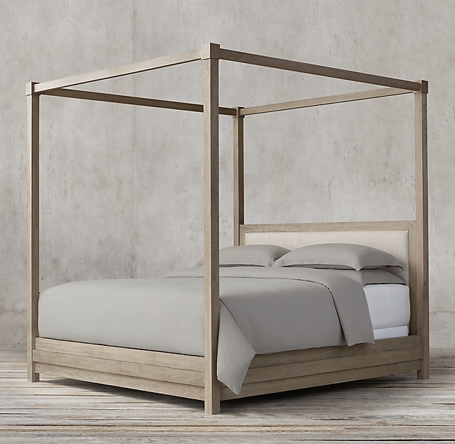 Stacked Canopy Bed - Cerused Brown Oak - Image 0
