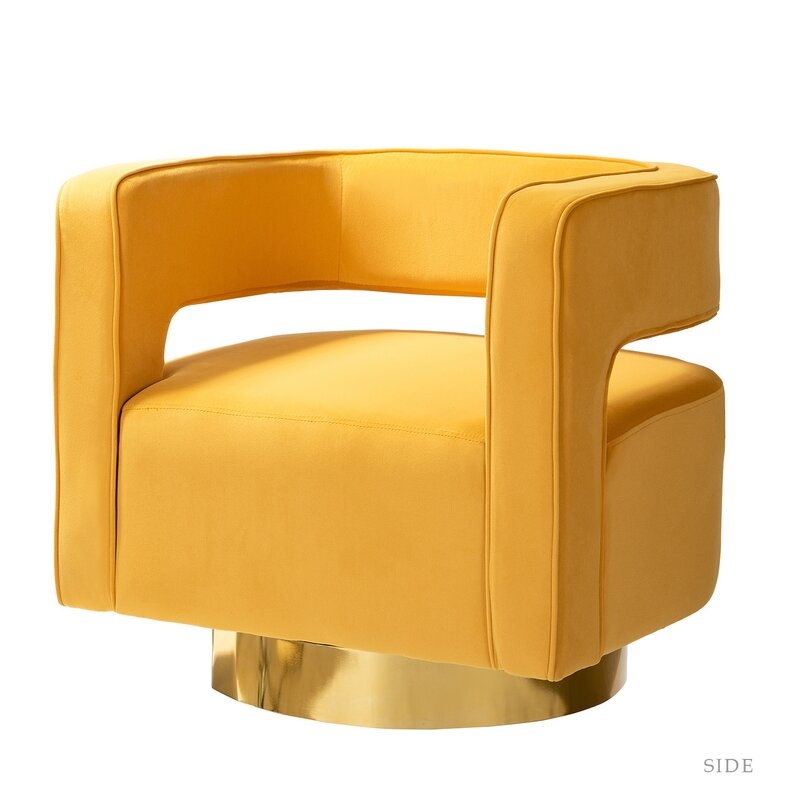 Elkport 29.5" W Velvet Swivel Barrel Chair - Image 0