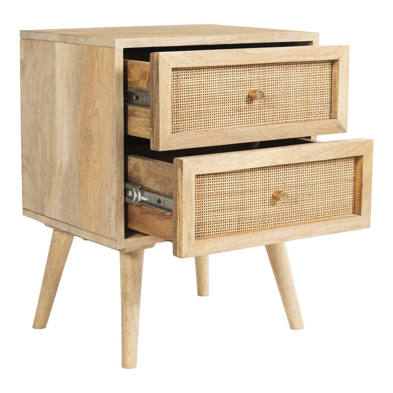 Bevill 2-Drawer Solid Wood Nightstand, Natural - Image 1