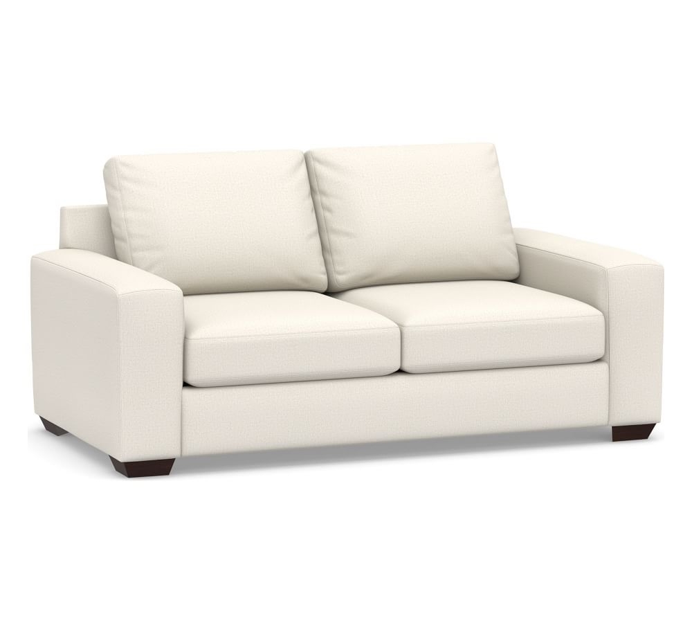 Big Sur Square Arm Upholstered Loveseat 76", Down Blend Wrapped Cushions, Performance Heathered Tweed Ivory - Image 0