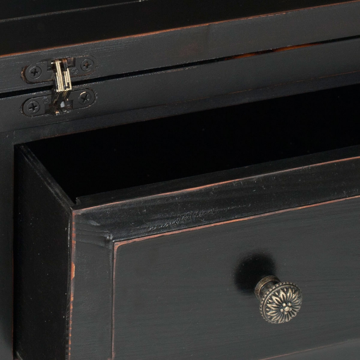 Abigail 7 Drawer Fold Down Desk - Distressed Black - Arlo Home - Image 3