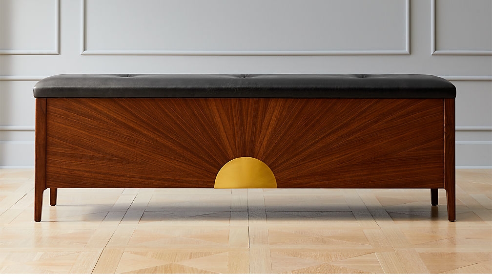 dusk leather and wood storage bench - Image 1