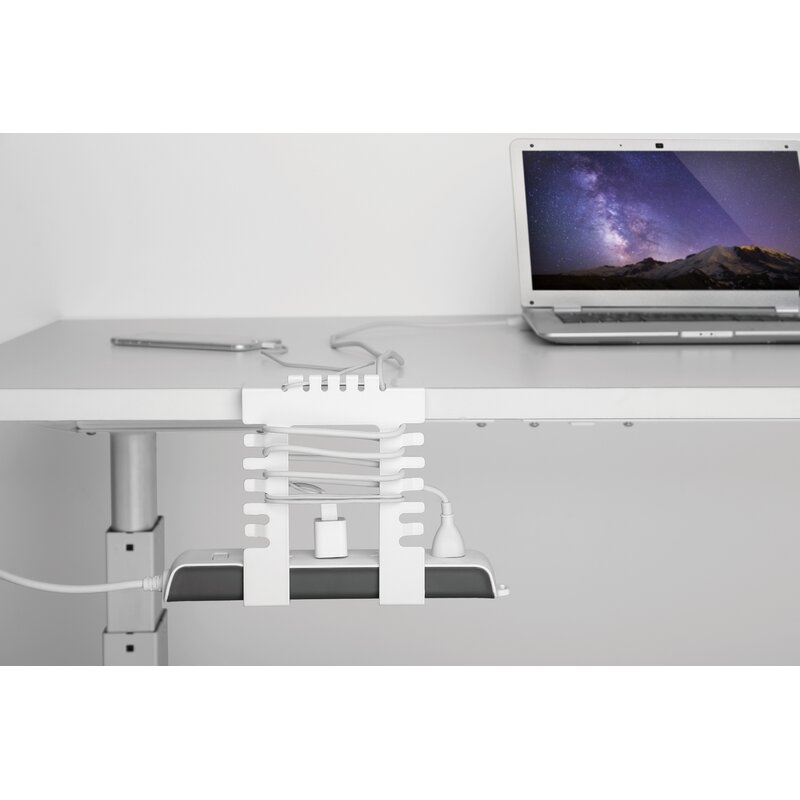 Table Mounted Desk Cable Organizer with Powerstrip Holder - Image 1