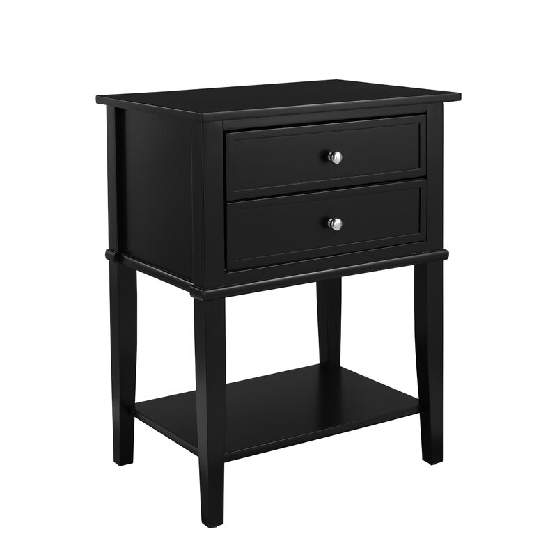 Dmitry End Table With Storage, Black - Image 1