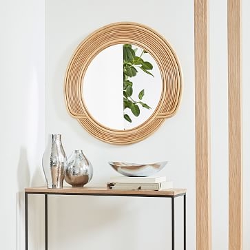 Cascade Mirror, Round, Natural, Cane, 30" - Image 3