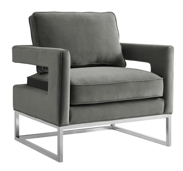 Avery Grey Velvet Chair - Silver Frame - Image 0