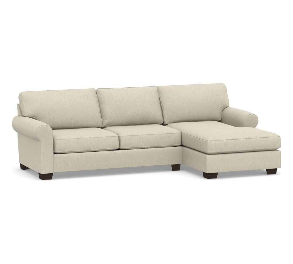 Buchanan Roll Arm Upholstered Left Arm Sofa with Chaise Sectional, Polyester Wrapped Cushions, Chenille Basketweave Oatmeal - Image 0