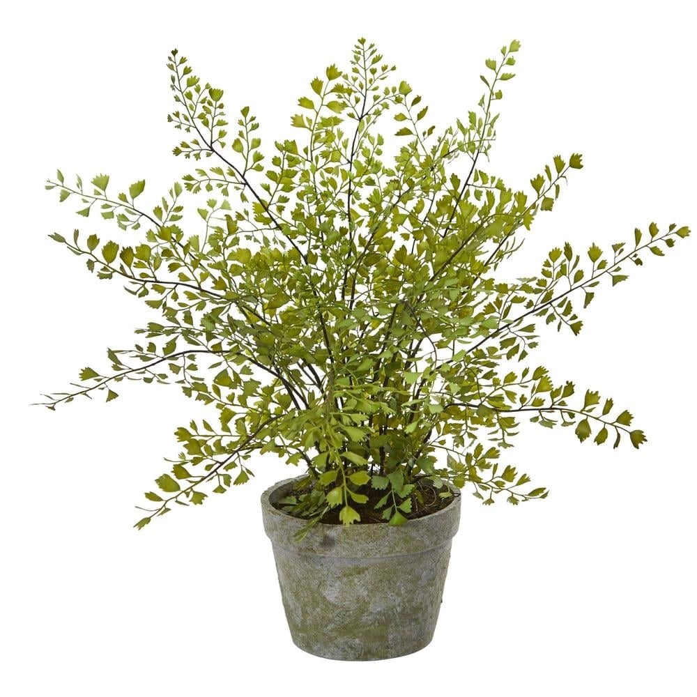 Maiden Hair Artificial Plant in Gray Decorative Planter - Image 0
