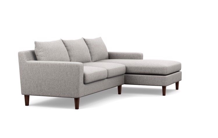 SLOAN Sectional Sofa with Right Chaise- Earth Cross Weave- 96'' Long-  Oiled Walnut Tapered Square Wood - Image 1