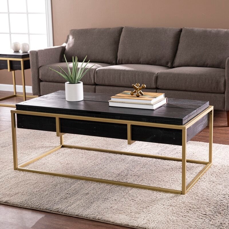 Macy Solid Wood Frame Coffee Table with Storage - Image 1