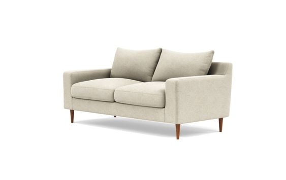 Sloan Loveseats with Beige Flax Fabric, down alternative cushions, and Painted Black legs - Image 0