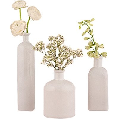 3 Piece White Table Vase Set - Image 1
