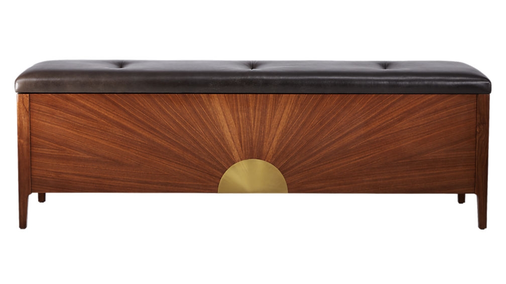 dusk leather and wood storage bench - Image 0