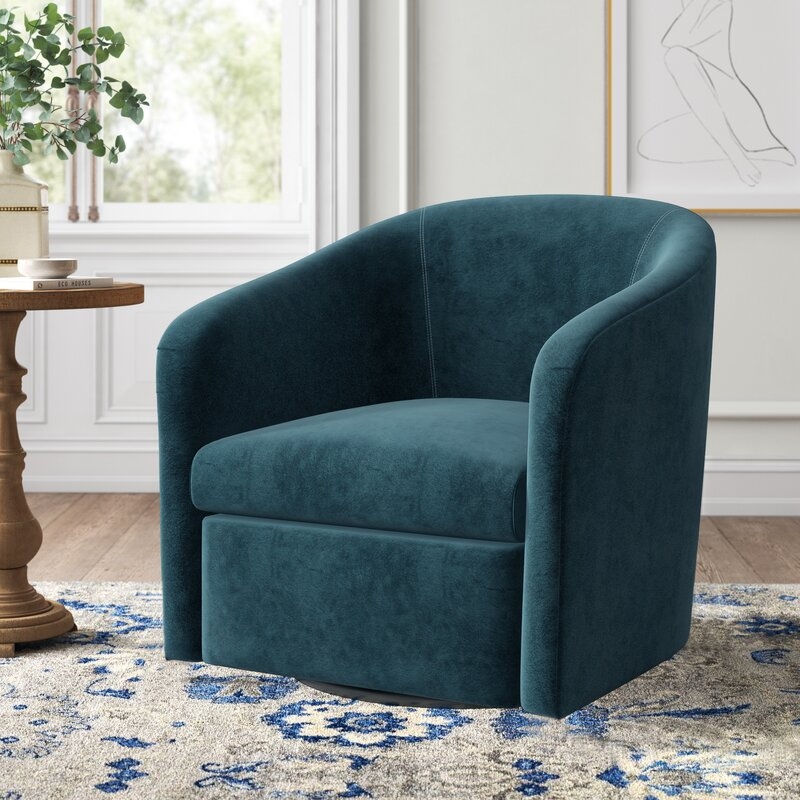 Calliope Upholstered Swivel Barrel Chair - Image 1