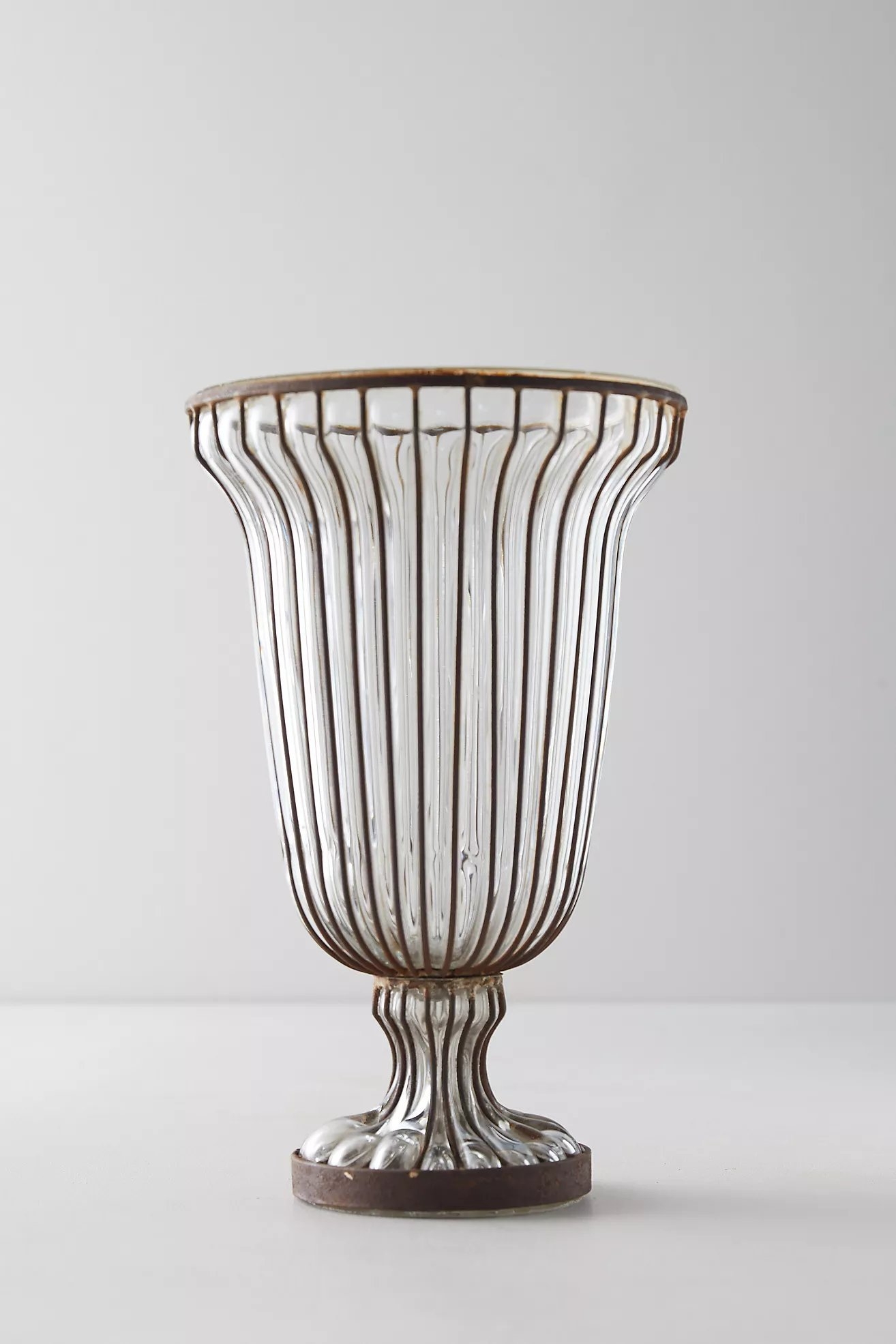 Fluted Glass + Iron Vase - Image 1
