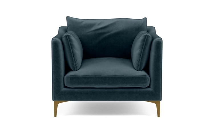 CAITLIN BY THE EVERYGIRL Accent Chair, Sapphire Mod Velvet, Brass Plated Sloan L Leg - Image 0