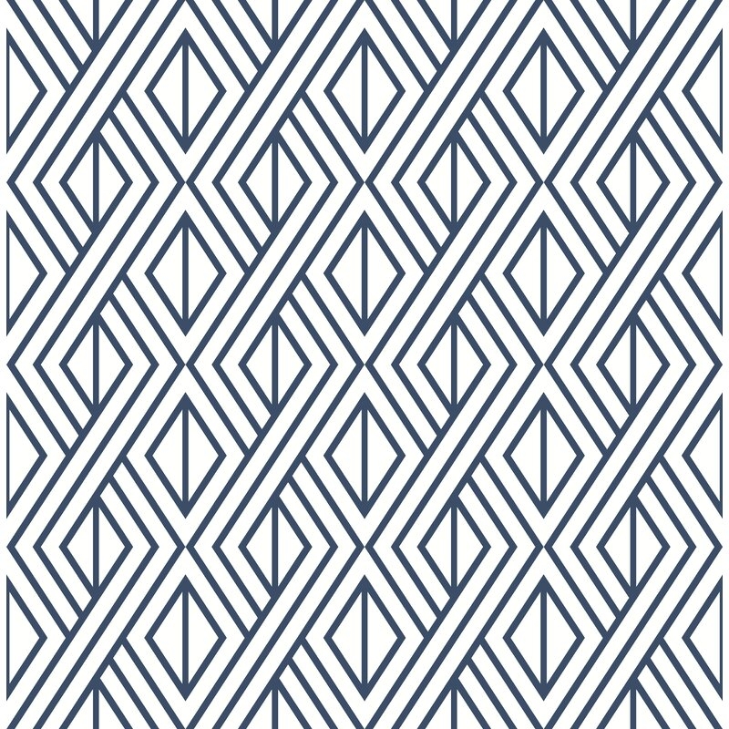 Navy Blue Keomi Diamond Geometric 18' L x 20.5" W Peel and Stick Wallpaper Roll - Image 0
