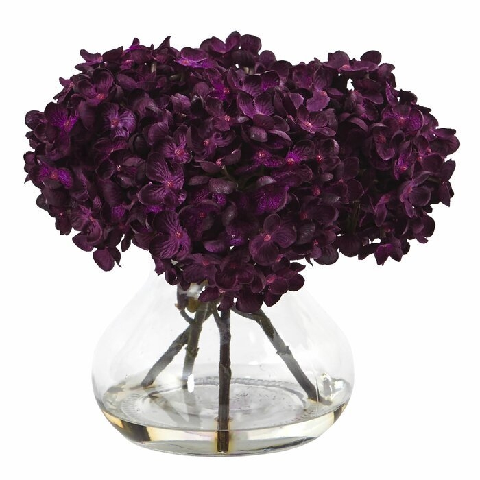 Paulette Hydrangea Floral Arrangement in Vase - Image 0