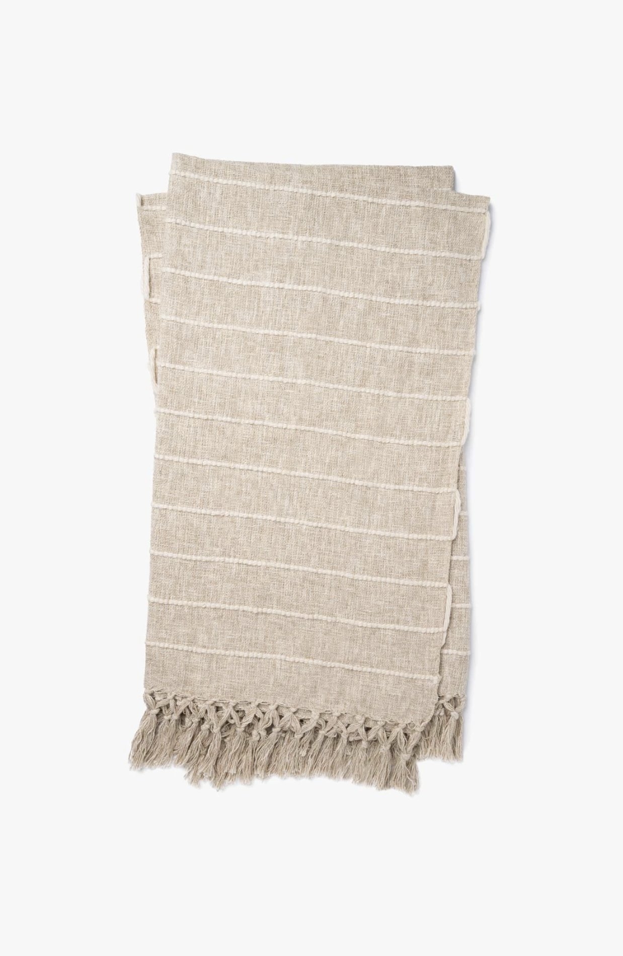 Striped Throw Blanket, Tan & Ivory - Image 0