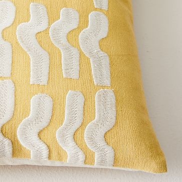 Floating Waves Lumbar Pillow Cover, 12"x21", Yellow Stone - Image 2