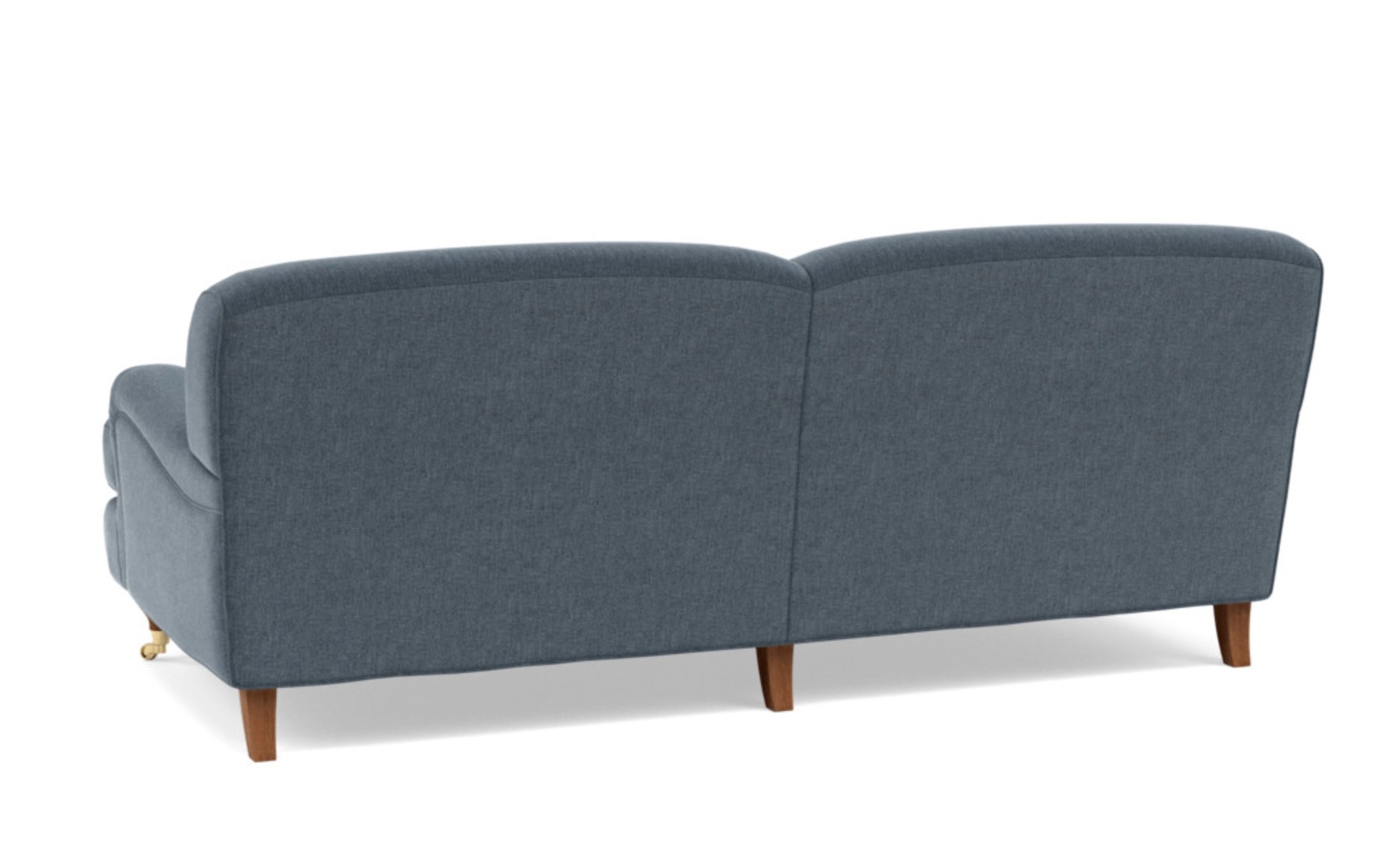 Rose by The Everygirl Sofa with Wave Performance Basket Weave Fabric and Oiled Walnut with Brass Caster Legs - Image 3
