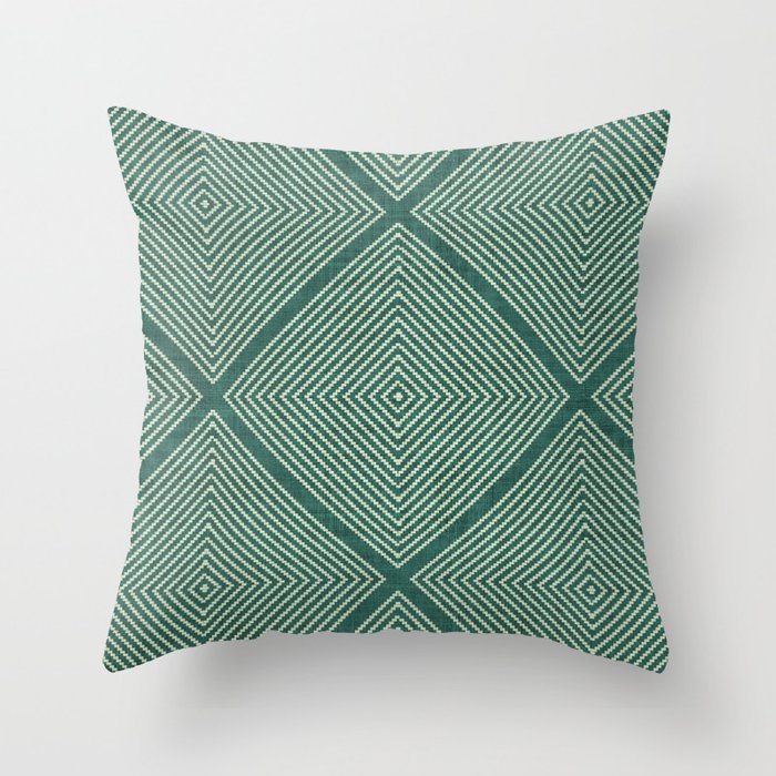 Stitched Diamond Geo Grid in Green Throw Pillow - Image 0