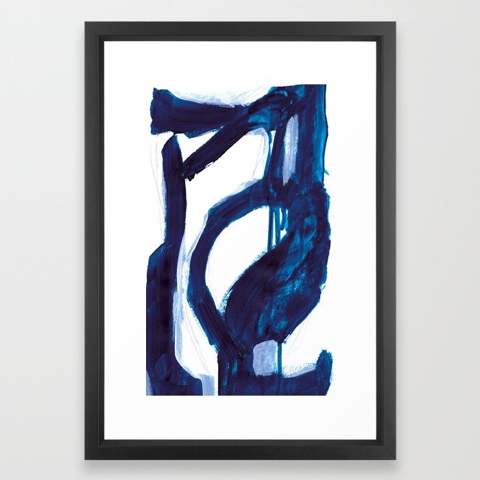 Blue Abstract Framed Art Print -Vector Black - 15" x 21" - Image 0