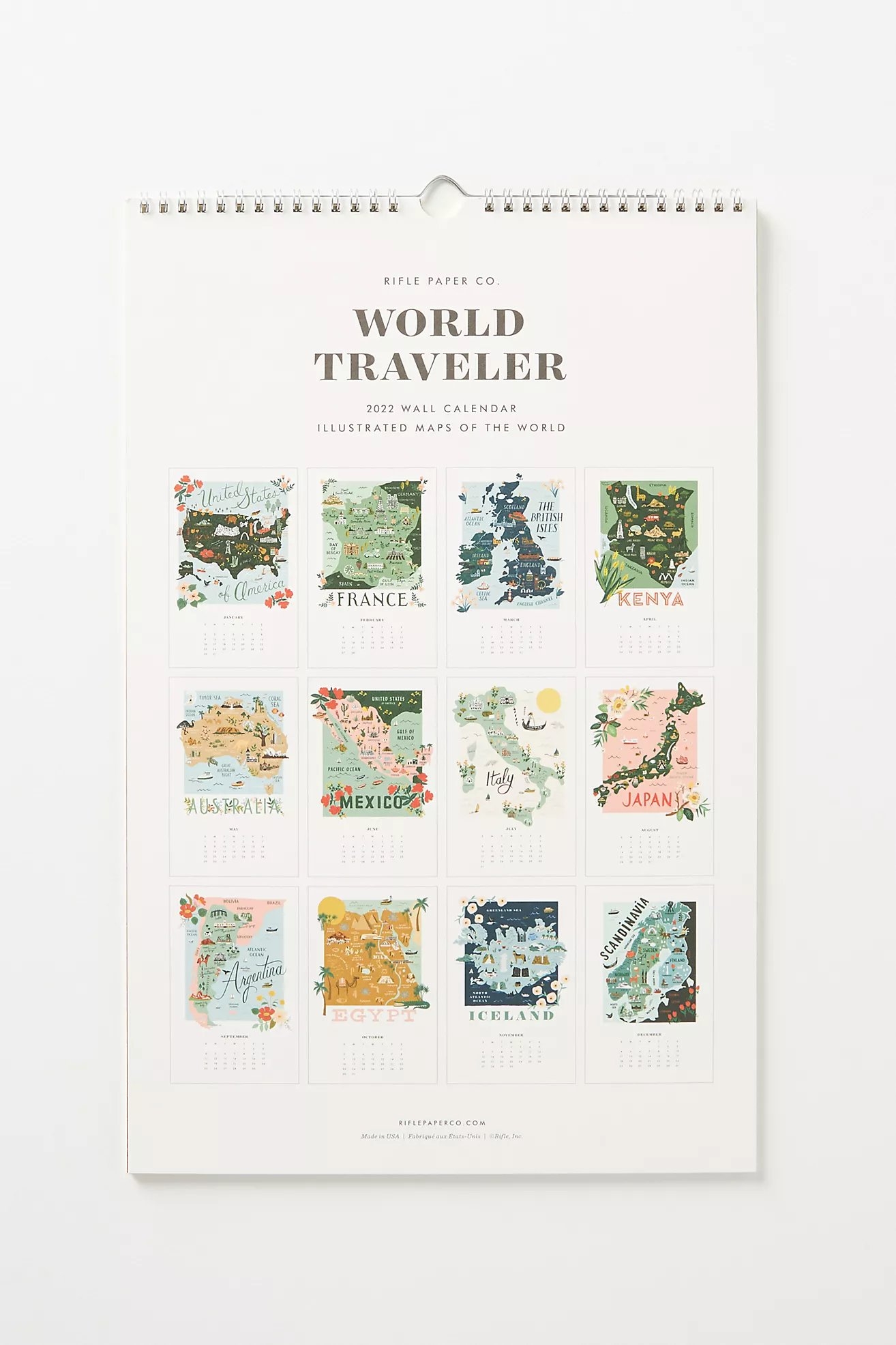 Rifle Paper Co. World Traveler 2022 Wall Calendar By Rifle Paper Co. in White - Image 3