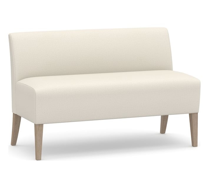 Modular Upholstered Banquette, Seadrift Leg, Performance Heathered Tweed Ivory - Image 0