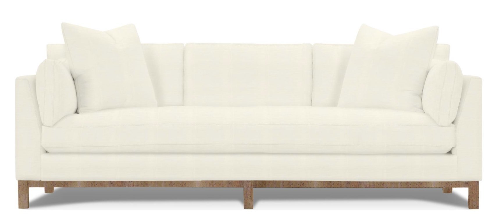 Huxley 99" Sofa, Bench Cushion, Beige & Washed Oak - Image 0