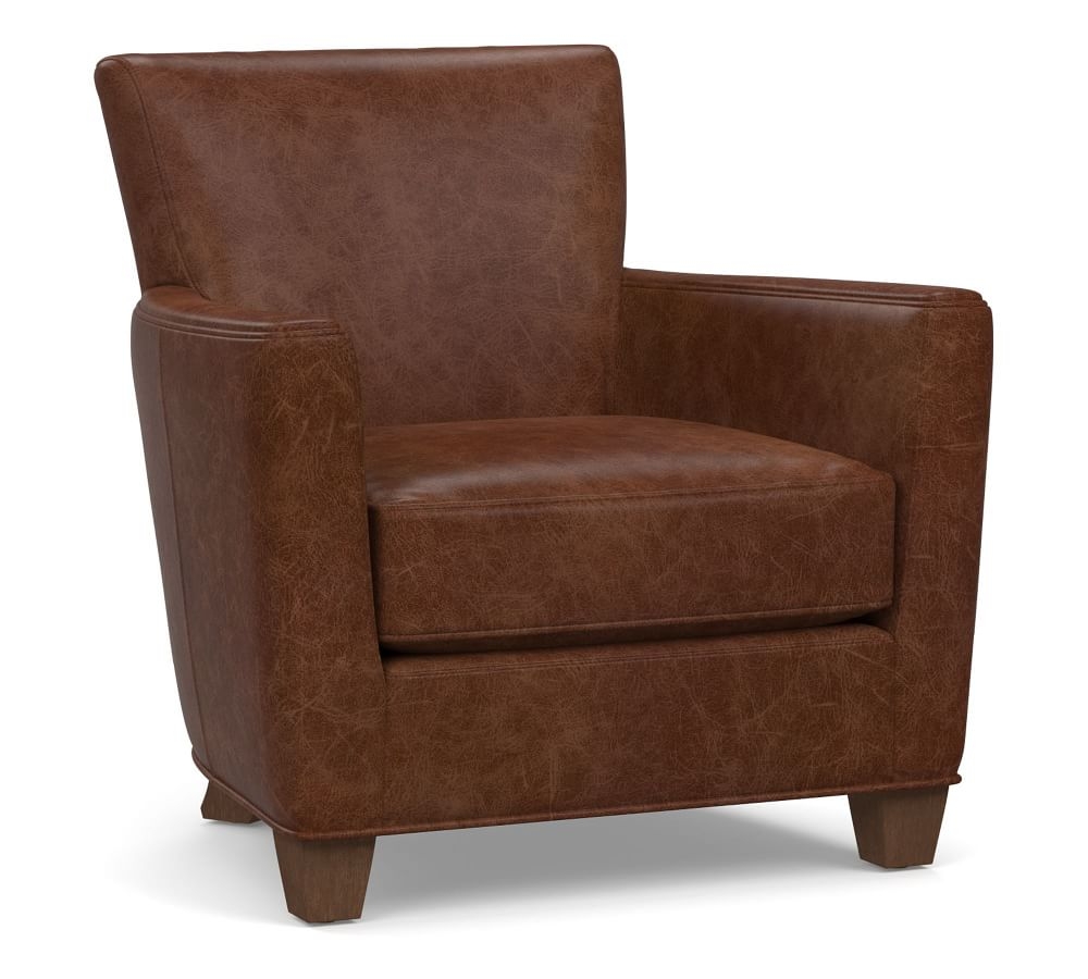 Irving Square Arm Leather Armchair, Polyester Wrapped Cushions, Statesville Molasses - Image 0