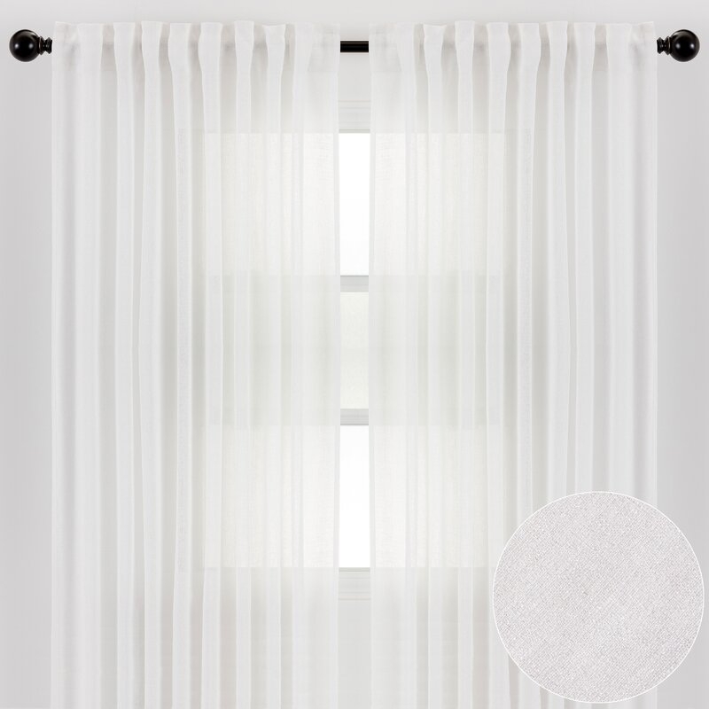 Moller Flax Textured Solid Semi-Sheer Rod Pocket Curtain Panels (Set of 2) - Image 0