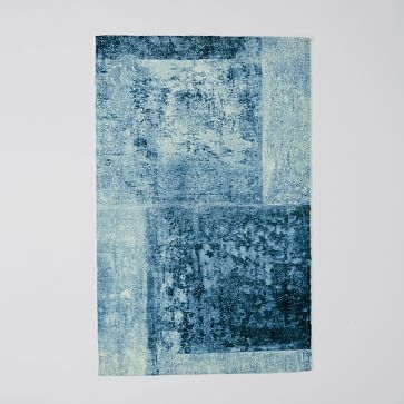 Distressed Rococo Wool Rug, 6'x9', Blue Lagoon - Image 3