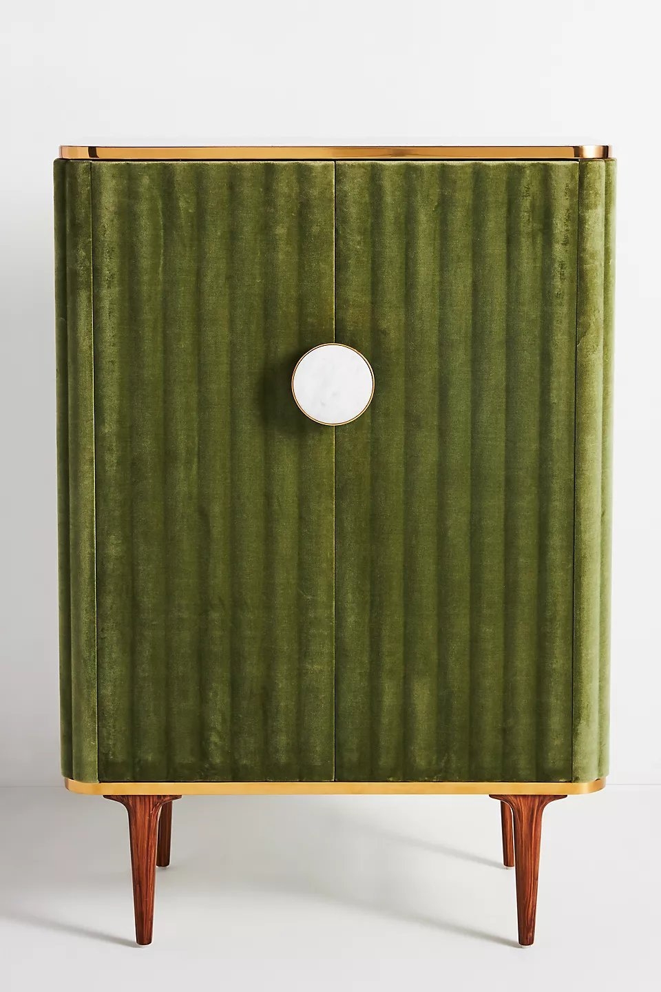 Juneau Velvet Bar Cabinet By Anthropologie in Green - Image 1